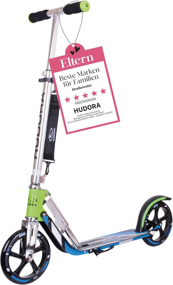 HUDORA BigWheel 205 Scooter - Stabiler Aluminium-Roller - Höhenjustierbarer & zusammenklappbarer Cit