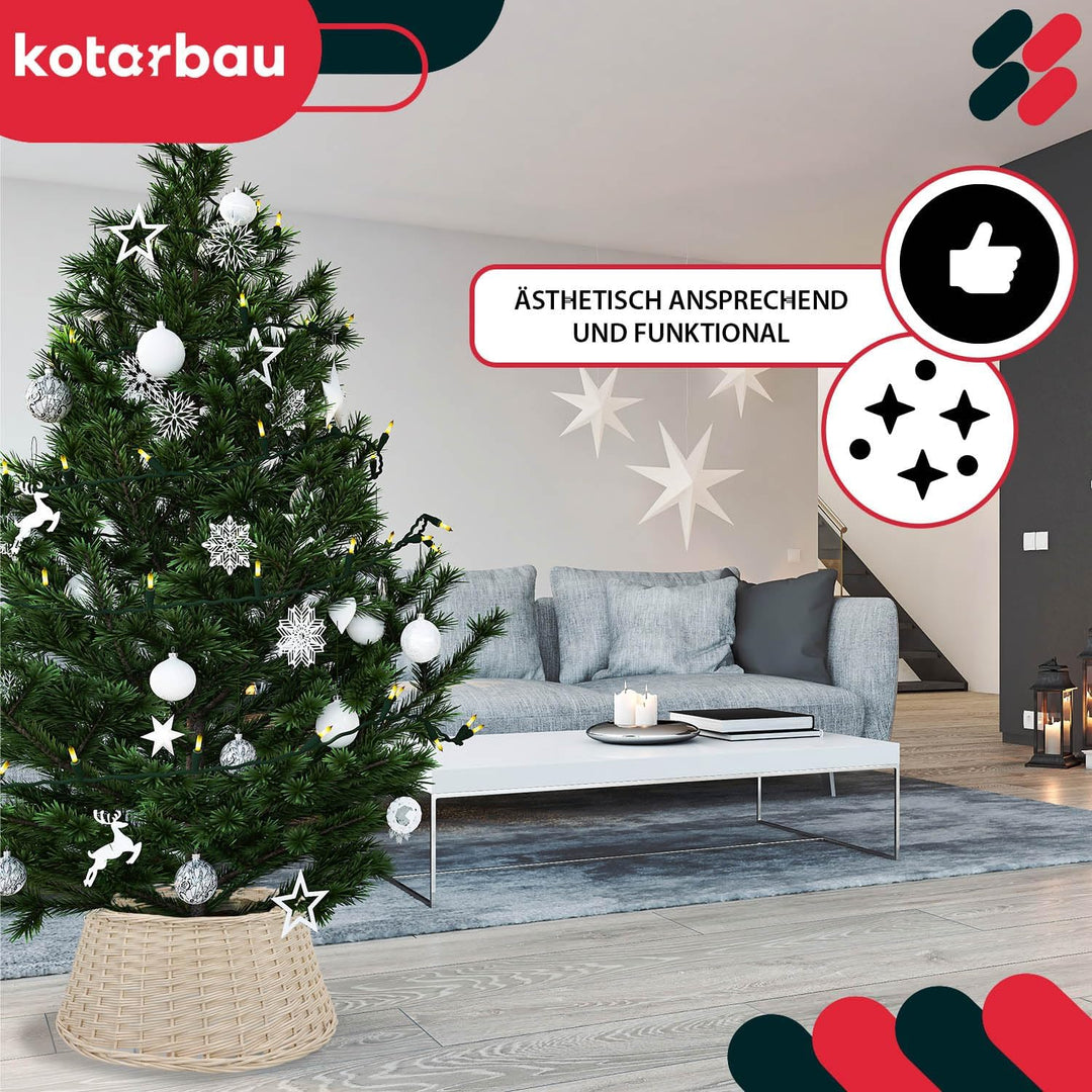 KOTARBAU® Weihnachtsbaum Rock aus Weide Ø 45 cm Gebleicht Christbaumständer aus Rattan Natur Weihnac