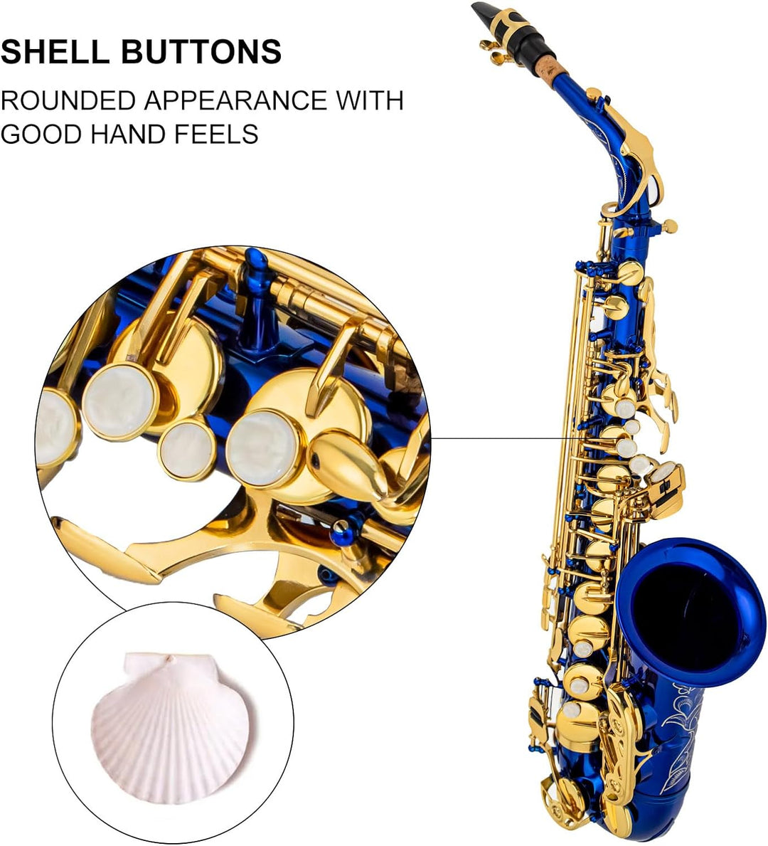 Btuty Eb Alt-Saxophon Messing E Flat Sax 802 Schlüsseltyp Holzblasinstrument mit Reinigungsstab Stof