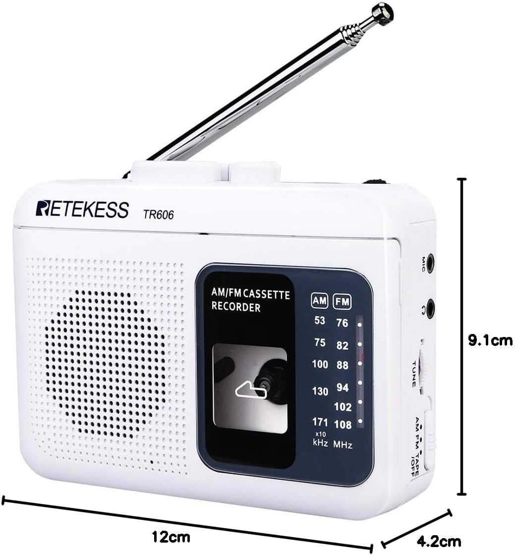 Retekess TR606 Tragbare Kassettenspieler und Tape Recorder Walkman, Kleines FM AM Radio, Walkman Kas