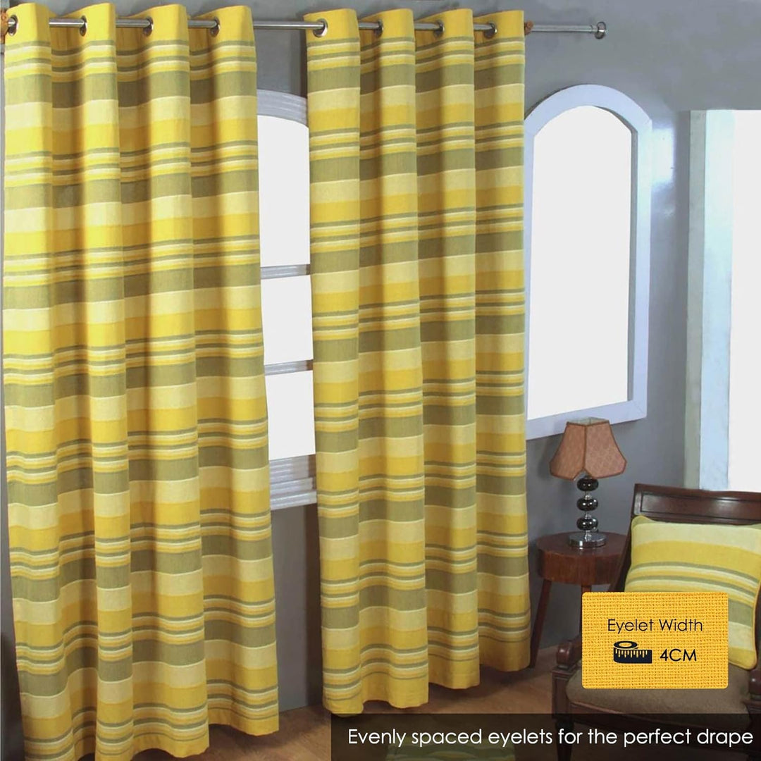 Homescapes handgewobener Vorhang Morocco gelb grün 2er Set Ösenvorhang 140 x 140 cm (Breite x Länge)