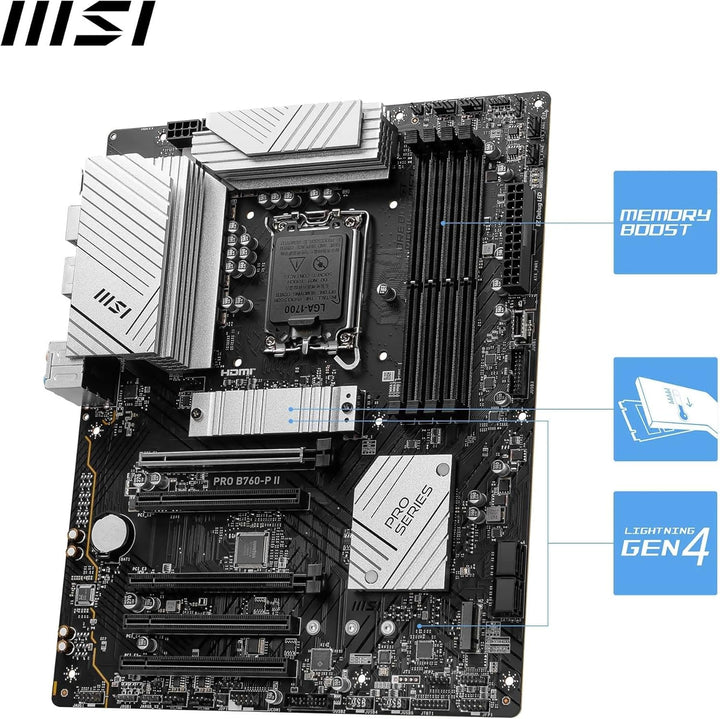 MSI PRO B760-P II Mainboard, ATX - Unterstützt Intel Core Prozessoren der 14., 13. und 12. Generatio