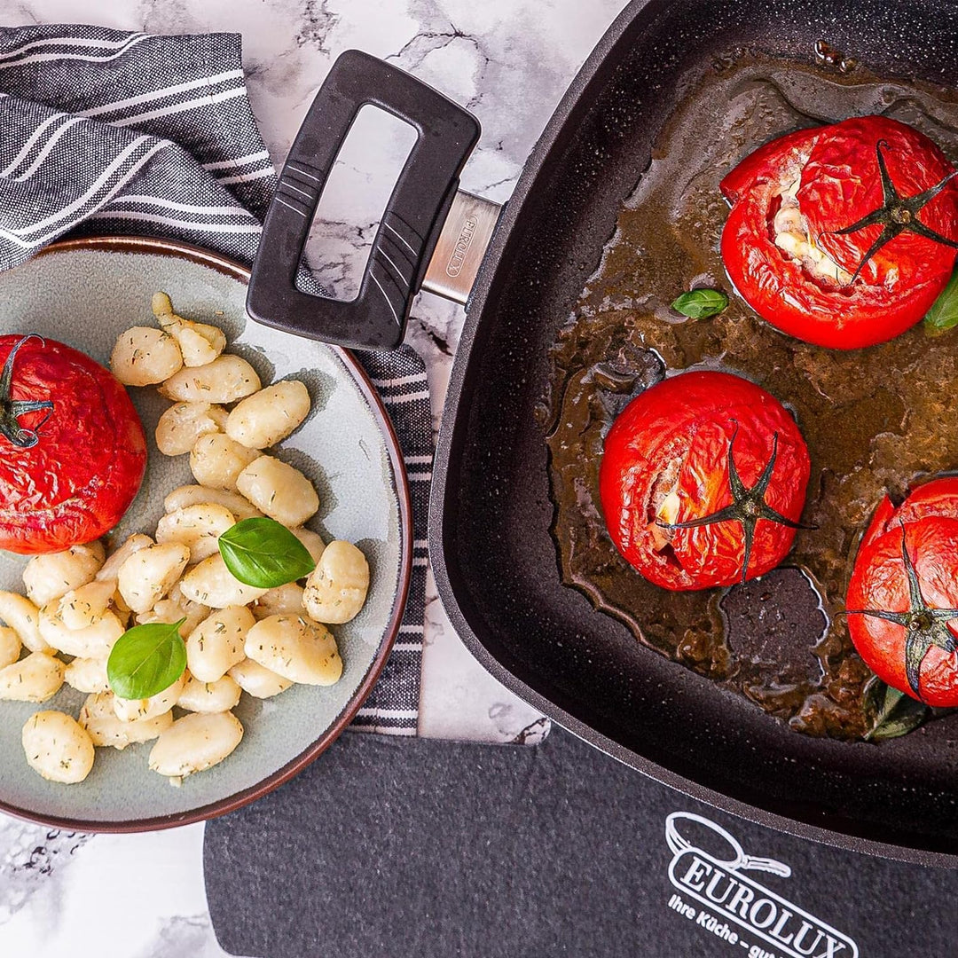 Eurloux Guss-Kasserolle Induktion Set & Deckel26 x 26 cm - quadratische Universal Bratenkasserolle m