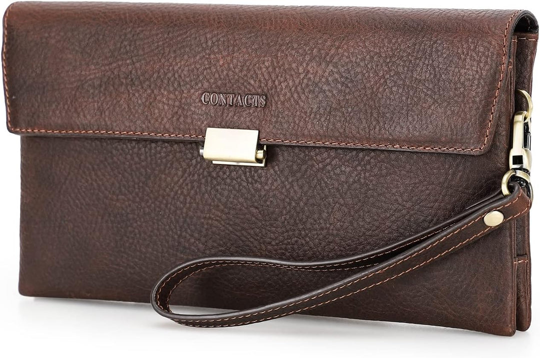 Contacts Herren Echtes Leder Ausweis Handyhalter Reissverschluss Coin Key Clutch Geldbörse Handtasch