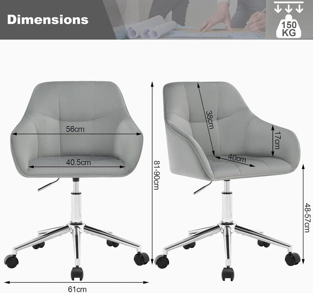 WOLTU Homeoffice Stuhl, Schreibtischstuhl, Drehstuhl, Schminkstuhl, höhenverstellbar, bis 150 kg bel