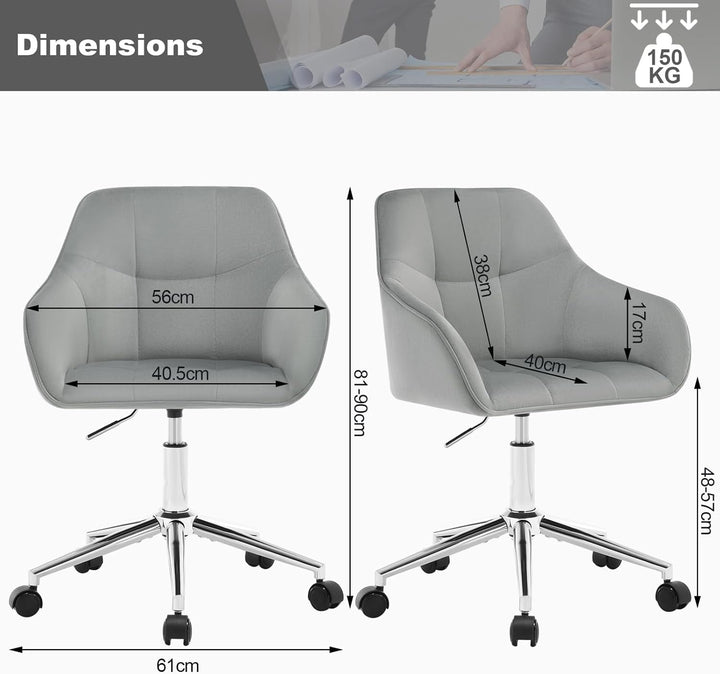 WOLTU Homeoffice Stuhl, Schreibtischstuhl, Drehstuhl, Schminkstuhl, höhenverstellbar, bis 150 kg bel