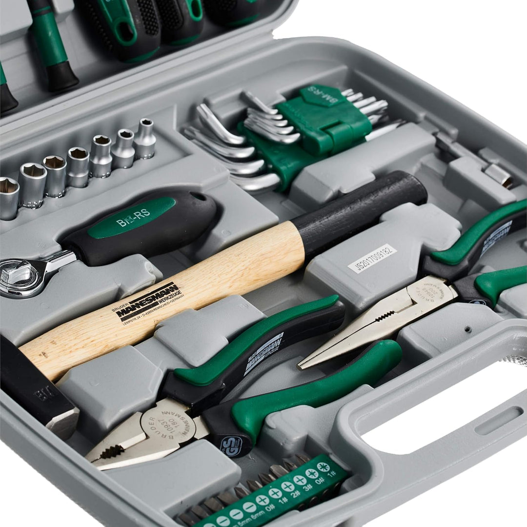 Brueder Mannesmann Werkzeuge M29057 Werkzeugsatz, 57-teilig & Gabelringschlüsell Satz 12-tlg. DIN 31