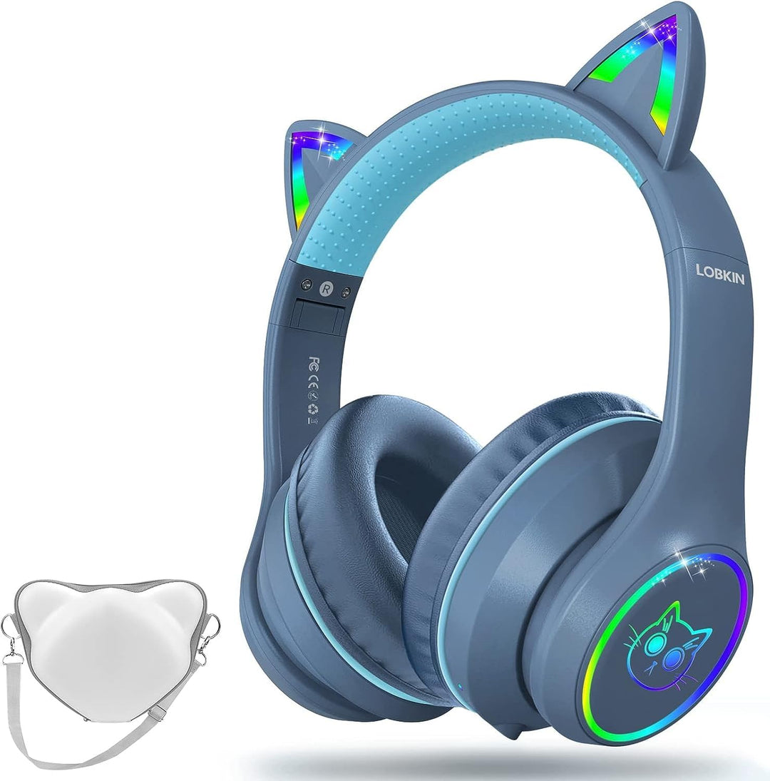 LOBKIN Kopfhörer für Kinder mit Tasche, Kabellos und Kabel Bluetooth, Faltbar Einstellbar Over Ear f