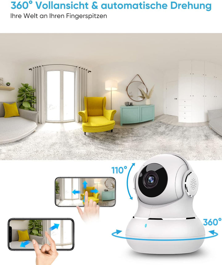 Little elf Überwachungskamera, 2K Babyphone mit Kamera, WLAN IP Kamera mit Bewegungserkennung, Nacht