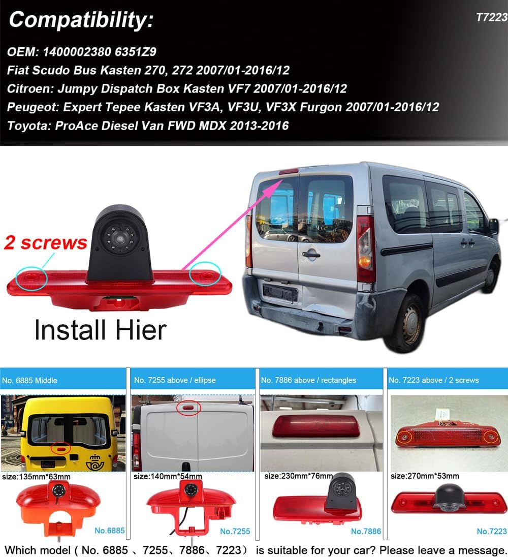 Navinio Auto Dritte Dach Top Mount Bremsleuchte Kamera Bremslicht Einparkkamera Rückfahrkamera IR Li