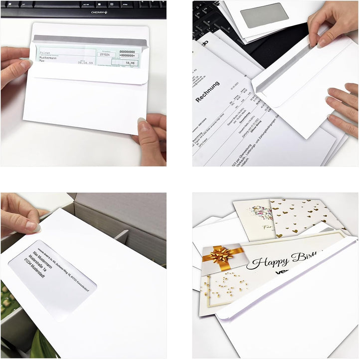 versando 1.000 Briefumschläge DIN lang mit Fenster mF selbstklebend sk Fensterbriefumschläge 22 x 11