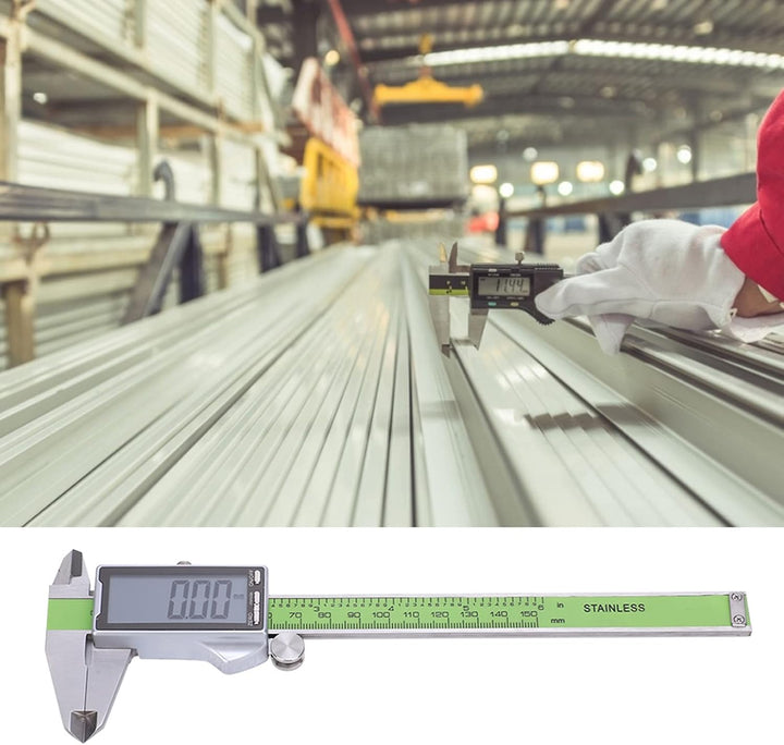 Fafeicy 150mm Digitaler Messschieber mit LED-Display, hochfestes elektronisches Lineal aus Edelstahl