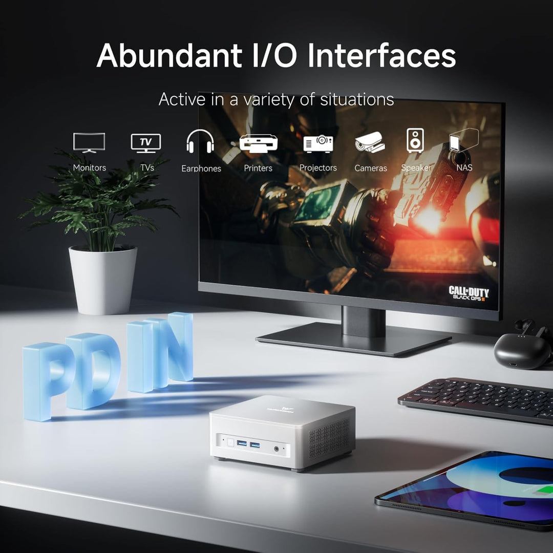 MINIS FORUM UM870 Slim Mini PC, AMD Ryzen 7 8745H Mini Computer (8C/16T, bis zu 4,9GHz), 16GB RAM DD