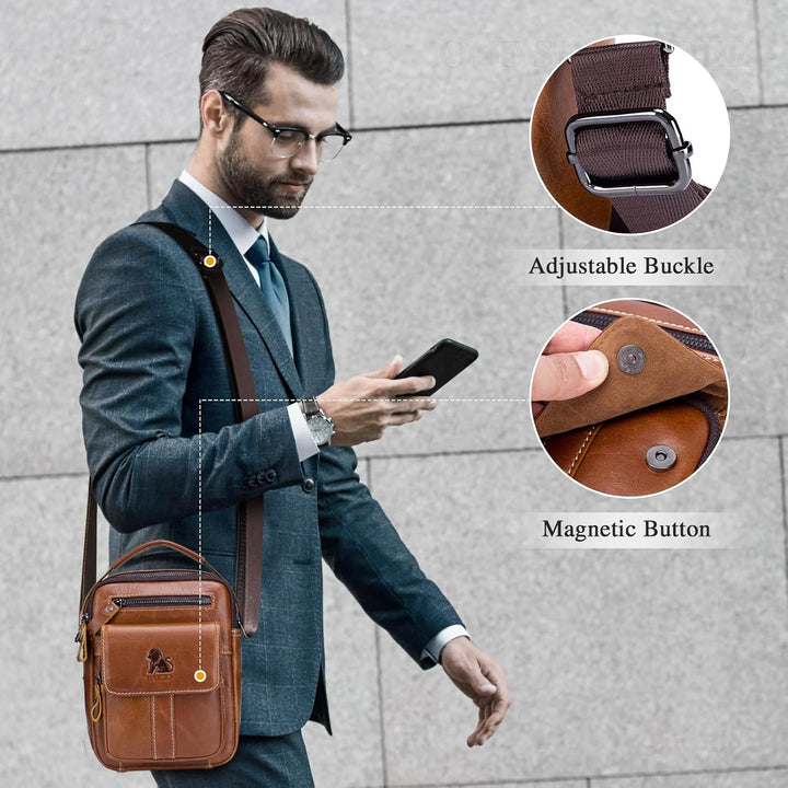 BAIGIO Umhängetaschen Herren Klein Herrentasche Leder Schultertasche Ledertasche für Männer Arbeit R