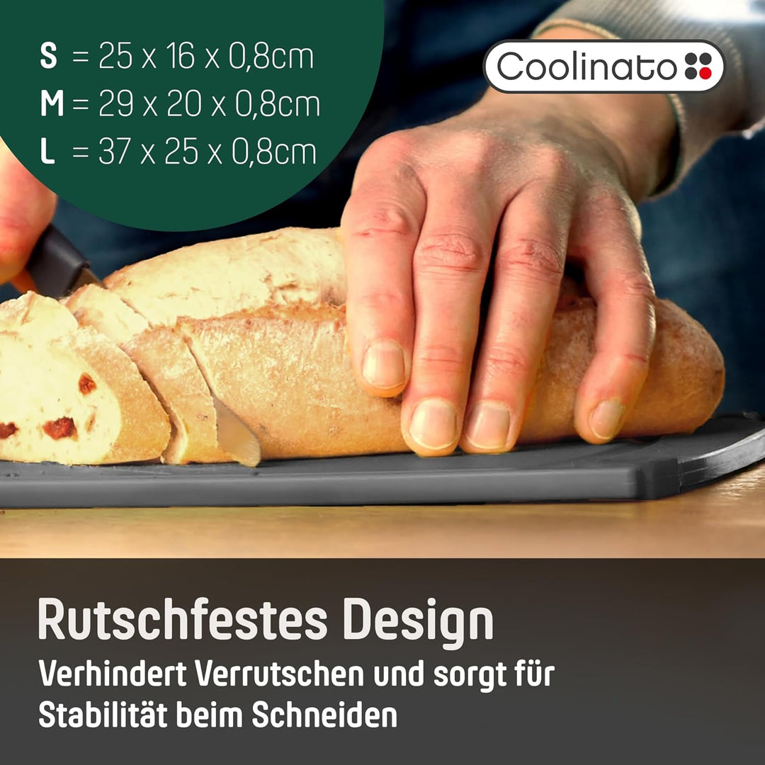 Coolinato Schneidebrett 3er Set in unterschiedlicher Grösse mit Saftrille - Antibakterielle Schneidb