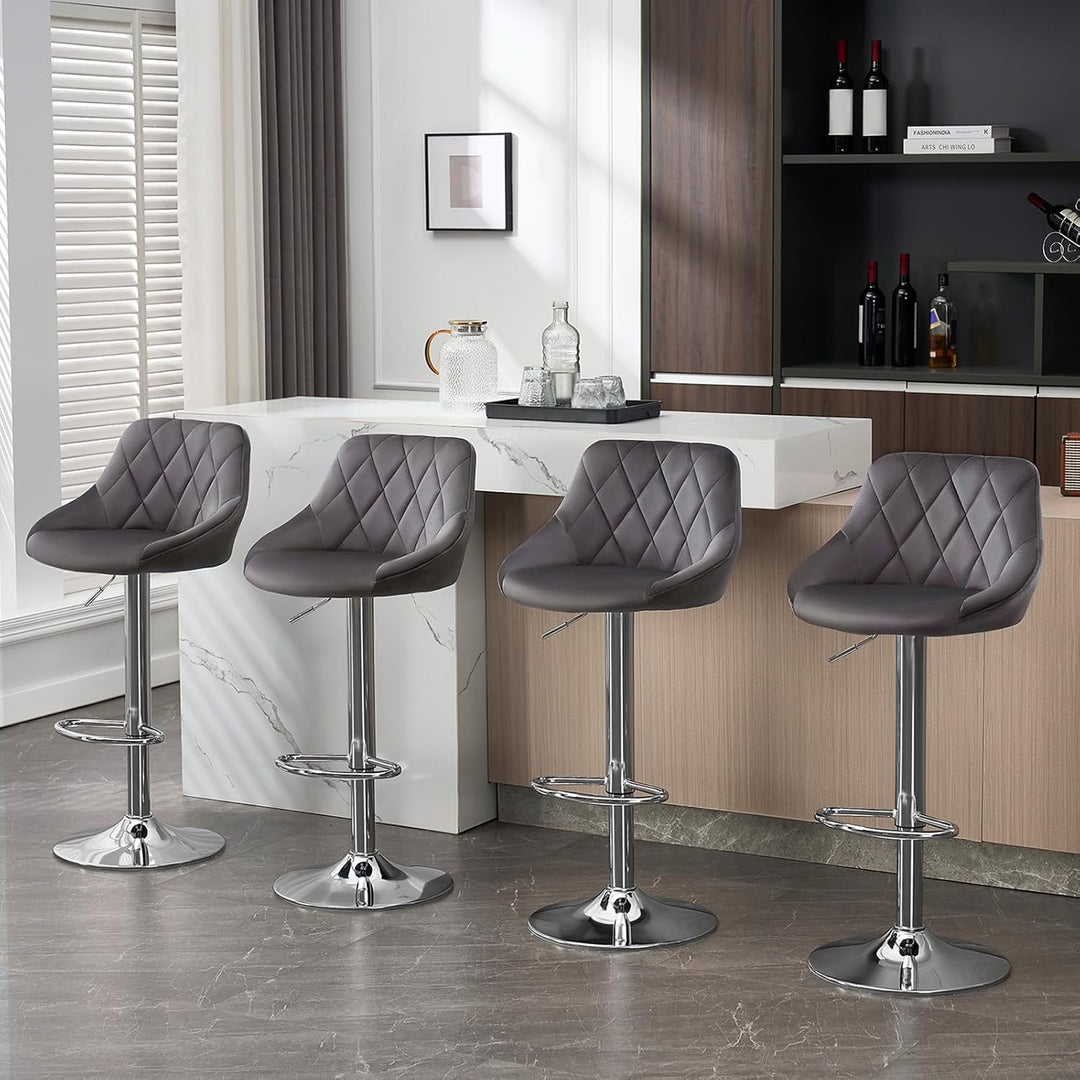 WOLTU Barhocker, Hocker höhenverstellbar drehbar, gepolsterter Samtsitz, mit Rückenlehne Fussstütze,