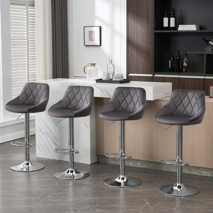 WOLTU Barhocker, Hocker höhenverstellbar drehbar, gepolsterter Samtsitz, mit Rückenlehne Fussstütze,