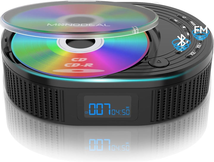 NEU 2024 CD Player Tragbar, Monodeal CD Player Bluetooth & Radio FM 2 in 1, Wiederaufladbar Tragbare