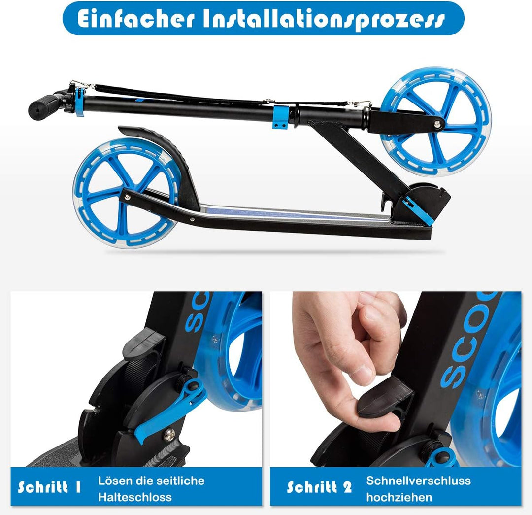 COSTWAY Scooter Roller klappbar, Tretroller höhenverstellbar, Cityroller 100kg Tragkraft, Sport Kick