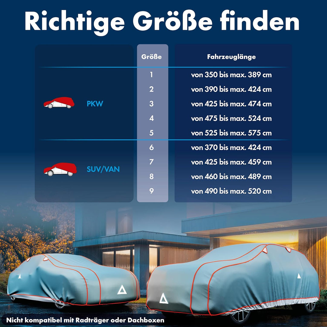 WALSER Auto Hagelschutzplane Vollschutz wasserdichte atmungsaktive Hagelschutzgarage für optimalen H