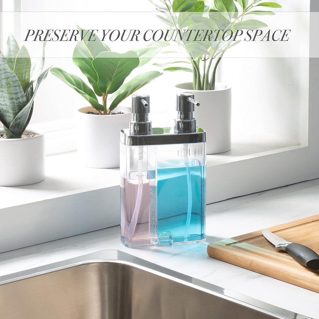 Kitchen Details Seifen- und Lotionspender für Bad und Küche, mit 2 Pumpen, transparent, Transparent