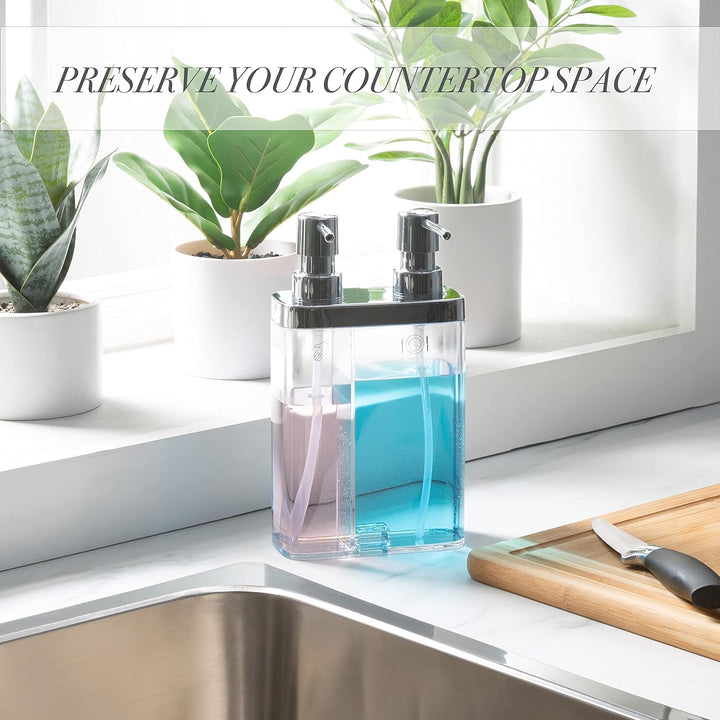 Kitchen Details Seifen- und Lotionspender für Bad und Küche, mit 2 Pumpen, transparent, Transparent