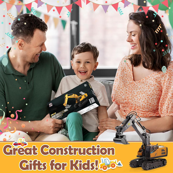 HappyGoLucky 1:20 Ferngesteuerter Bagger Spielzeug Ab 3 4 5 6 7 8 Jahre Jungen, 680° Drehung Rc Bagg