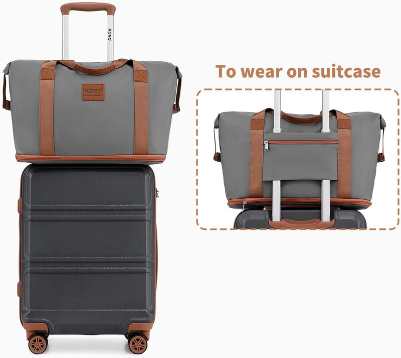 KONO Reisekoffer Set Gepäcksets 4 Teilig Kofferset, 55cm Handgepäck mit Beautycase Kosmetikkoffe mit