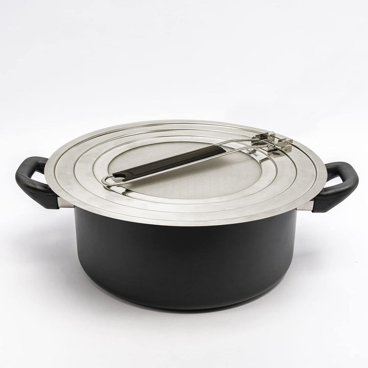Westmark Spritzschutz, Für Töpfe und Pfannen mit Ø 20, 24 und 28 cm, Hitzeisolierter Griff, Rostfrei