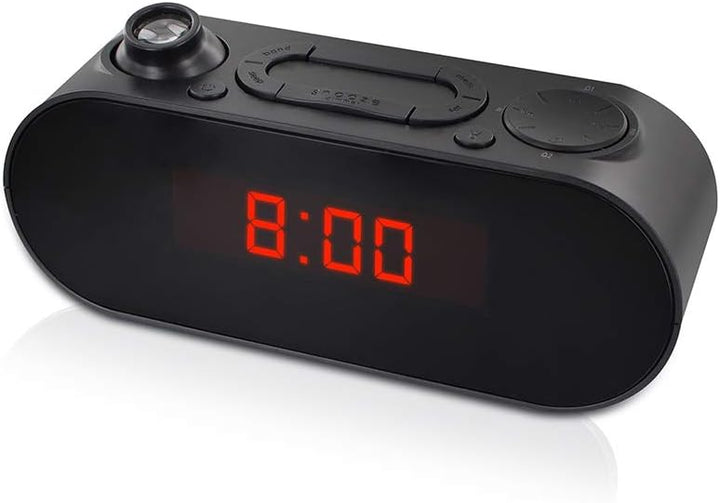 Metronic 477039 FM-Radiowecker, Projektion, doppelter Alarm, mit Sleep/Snooze-Funktion, einstellbare