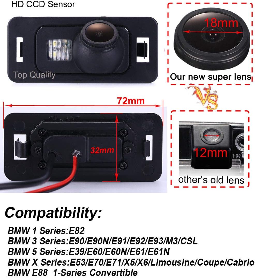 Navinio HD Auto Rückfahrkamera Kamera Einparkhilfe für BMW 3 seires E46 E90 E91 E92 E93 1 seies E82