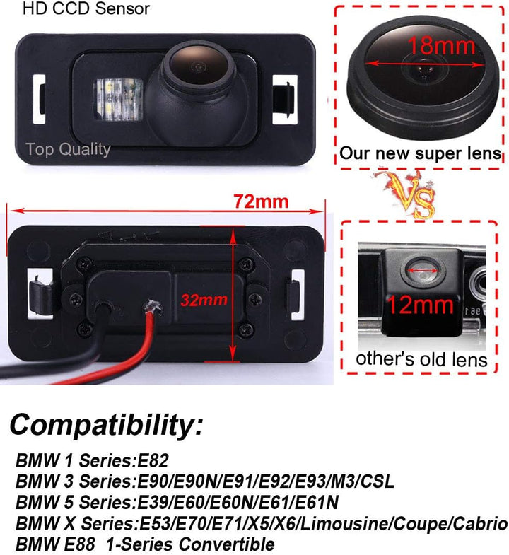 Navinio HD Auto Rückfahrkamera Kamera Einparkhilfe für BMW 3 seires E46 E90 E91 E92 E93 1 seies E82