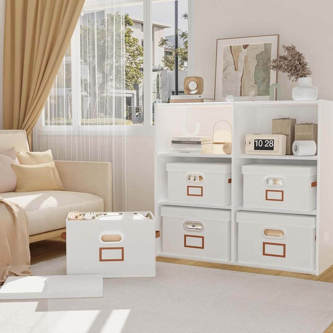 OUTBROS Aufbewahrungsbox mit Deckel und Griff, Faltbarer Aufbewahrungsbox aus Stoff Aufbewahrungskör