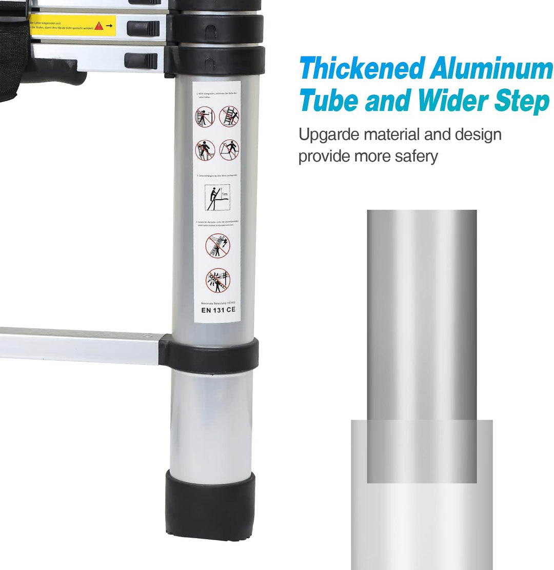 Daromigo Aluminium Teleskopleiter, 2.6 m Teleskop Klappleiter, Mehrzweckleiter Rutschfester Ausziehl