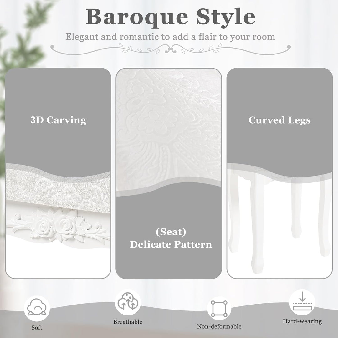 WOLTU MB6015cm Schminkhocker, Sitzhocker, Hocker Landhaus Hocker, Polsterhocker, MDF Holz, Weiss lac