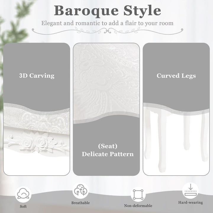 WOLTU MB6015cm Schminkhocker, Sitzhocker, Hocker Landhaus Hocker, Polsterhocker, MDF Holz, Weiss lac