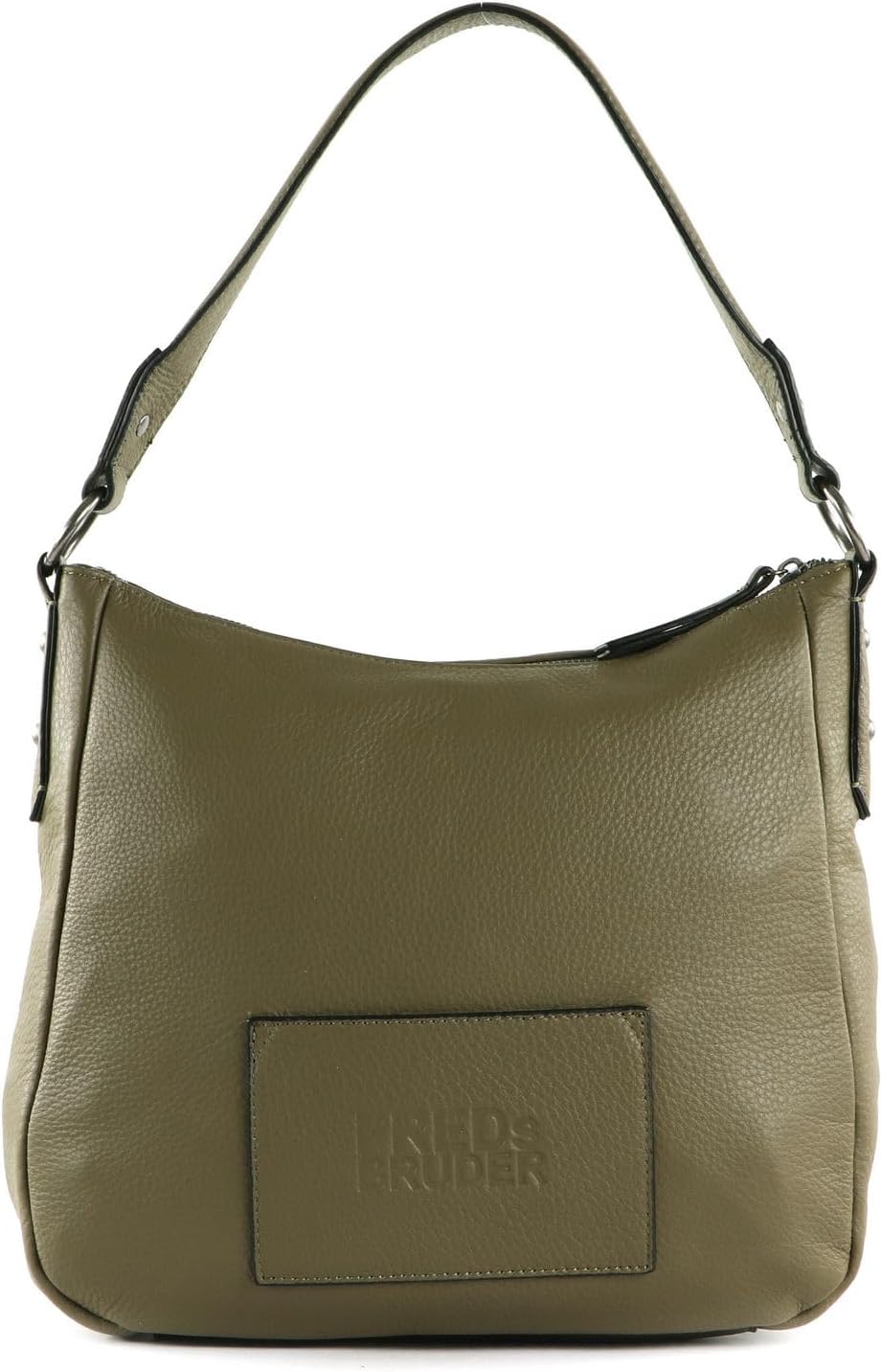 FREDsBRUDER Crilly Schultertasche Leder 28 cm Schwarz/Rot/Khaki/Dunkelgrün, Schwarz/Rot/Khaki/Dunkel