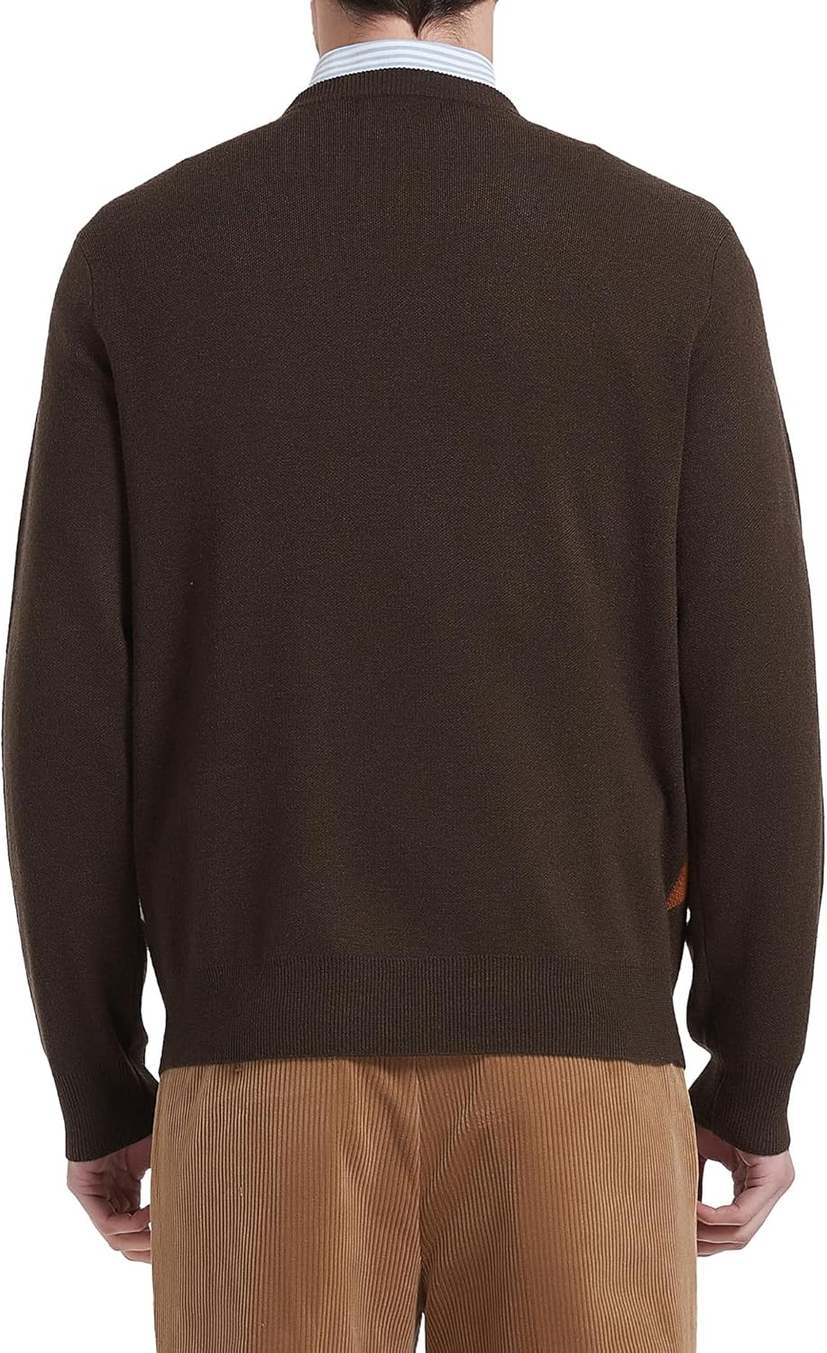 Kallspin Herren Wollmischung Strickpullover Argyle Rundhalsausschnitt Pullover Sweater XXL Braun, XX