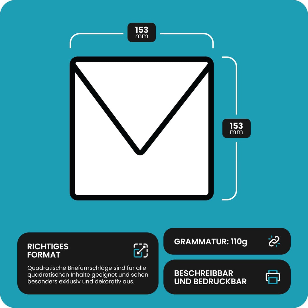 Netuno 100 quadratische Briefumschläge Blass-Rosa 153x 153 mm 110g Woodstock Cipria Recycling Briefh