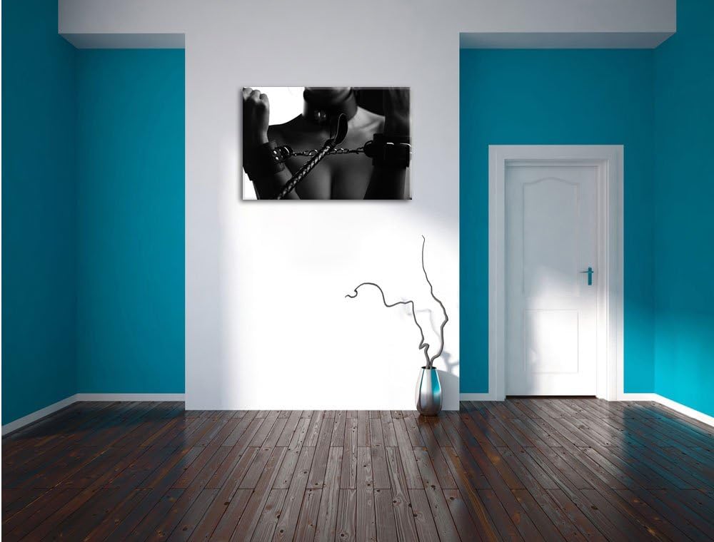Frau in Handschellen, Format: 100x70 auf Leinwand, XXL riesige Bilder fertig gerahmt mit Keilrahmen,
