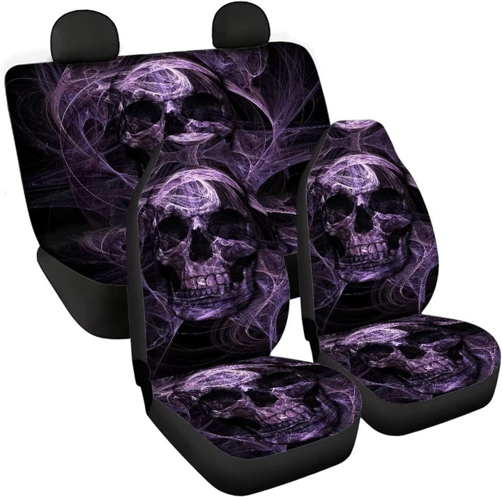chaqlin 3D Schädel Druck Autositzbezüge Full Set für Damen Herren Auto Innenraum Zubehör Vordersitze
