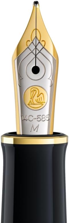 Pelikan Füllhalter Souverän 400, Schwarz-Grün, Feder M (mittel), hochwertiger Kolbenfüller im Gesche