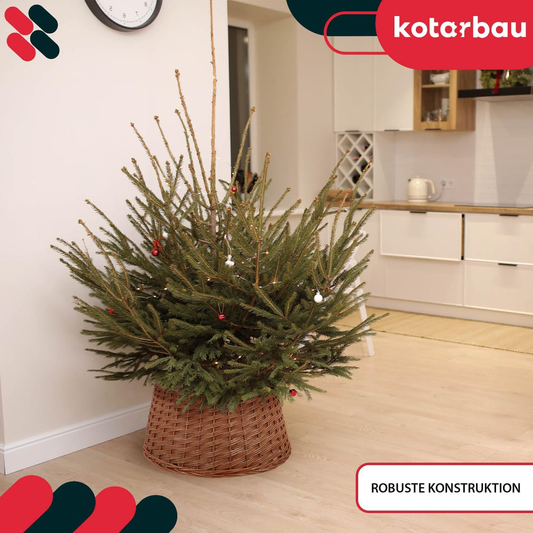 KOTARBAU® Weihnachtsbaum Rock aus Weide Ø 45 cm, Naturfarbe Christbaumständer aus Rattan Natur, Weih