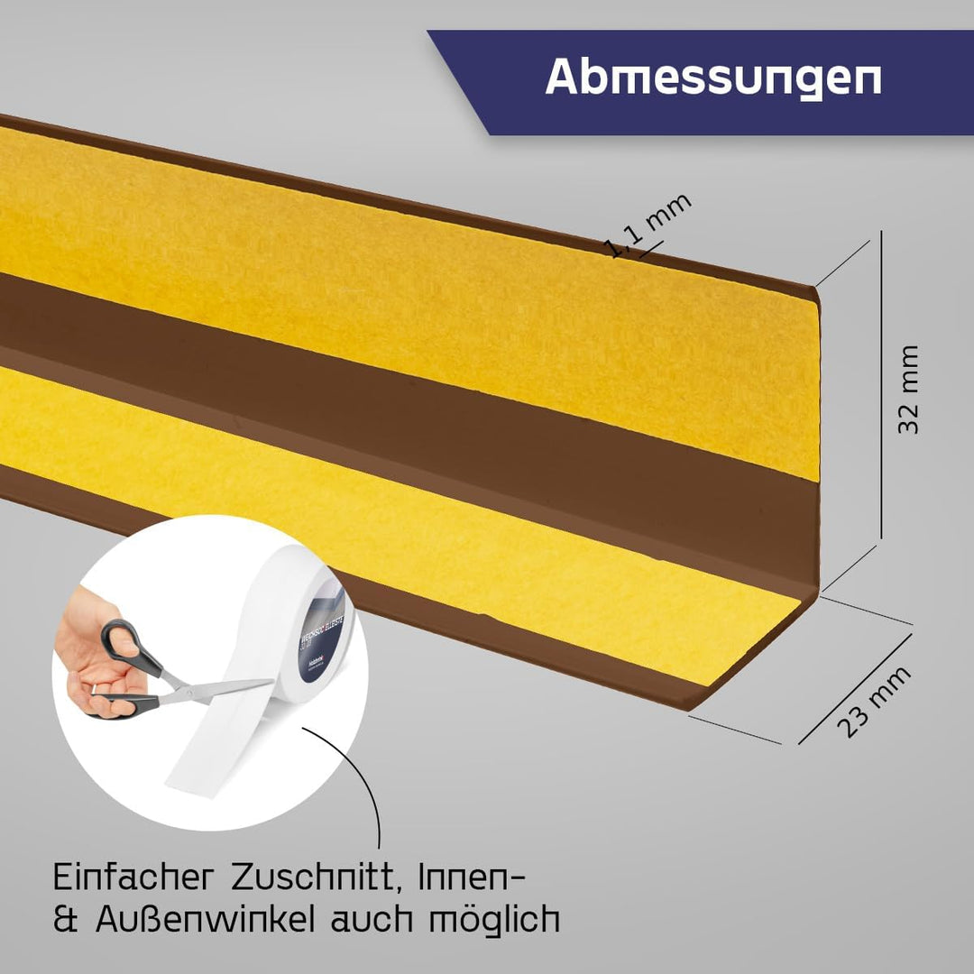 HOLZBRINK Weichsockelleiste selbstklebend EICHE DUNKEL Knickleiste, 32x23mm, 15 Meter 15 m Dunkles E