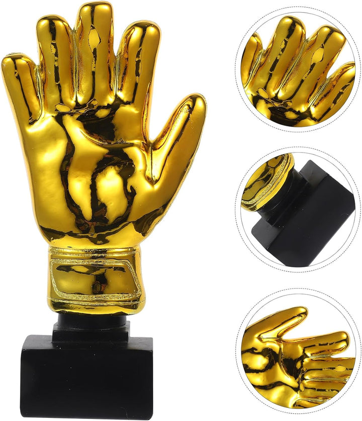 HOMSFOU Gold Award- Troph?e mit Basis- Torhüter- Plattieren von Harz Goalie Handschuhe Form Fussball