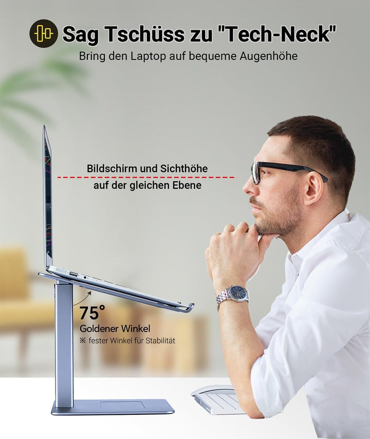 supamir Laptop Ständer Höhenverstellbar, Laptopständer für Schreibtisch, Stehen möglich, DJ Laptop S