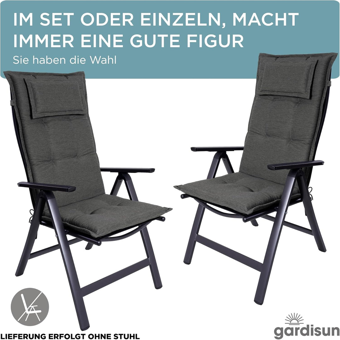 gardisun Gartenstuhlauflagen Hochlehner mit Kopfteil I Extra Dicke Sitzauflagen I Made in Europe I P