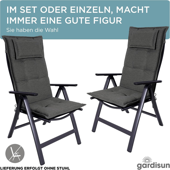 gardisun Gartenstuhlauflagen Hochlehner mit Kopfteil I Extra Dicke Sitzauflagen I Made in Europe I P