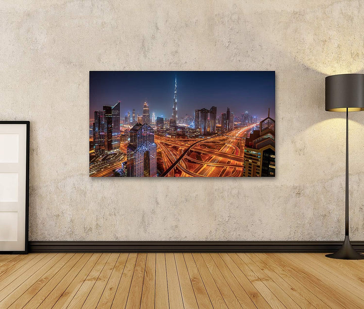 islandburner Bild auf Leinwand Dubai Skyline Bei Nacht Vereinigte Arabische Emirate Bilder Wandbilde