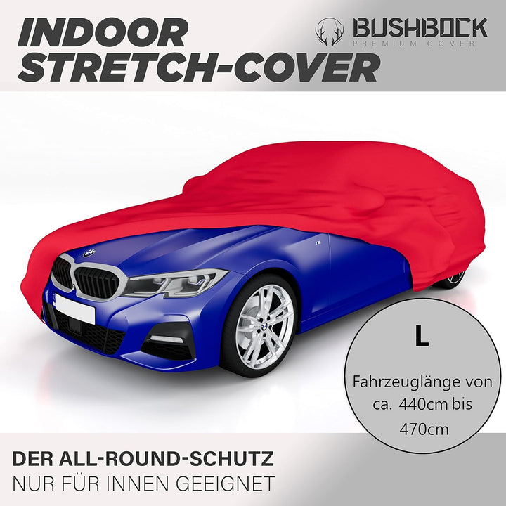 BUSHBOCK® Premium Autoabdeckung Indoor - Satin Schutzhülle Stoff - Abdeckplane Autoplane Autogarage